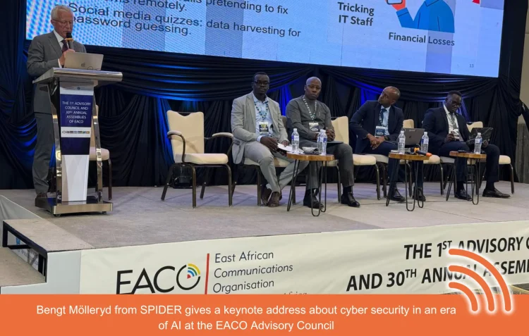 Bengt Mölleryd from SPIDER gives a keynote address about cyber security in an era of AI at the EACO Advisory Council