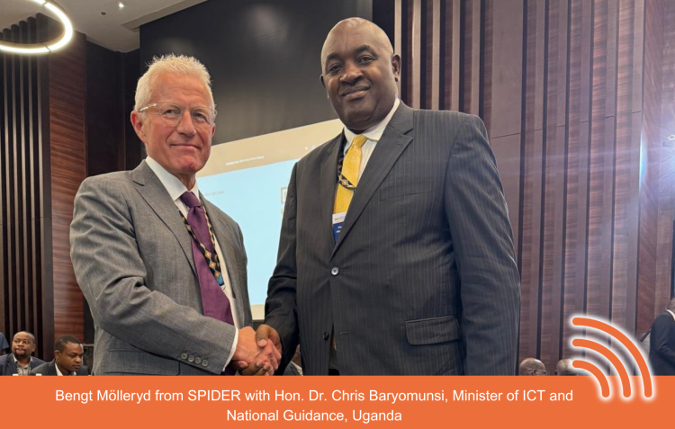 Bengt Mölleryd from SPIDER with Hon. Dr. Chris Baryomunsi, Minister of ICT and National Guidance, Uganda
